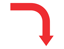 Red Rounded Elbow Down Arrow PNG